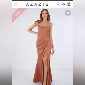 Azazie Marzia dress in bronzer